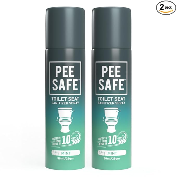 Pee Safe Toilet Seat Sanitizer Spray (50ml - Pack Of 2) - Mint | Reduces The Risk Of UTI & Other Infections | Protects From 99.9% Germs & Travel Friendly | Anti Odour, Deodorizer